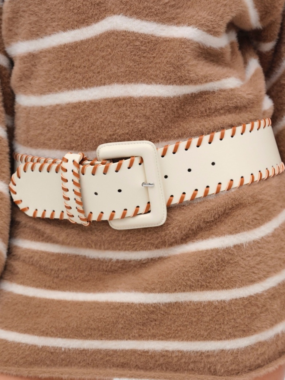 For Love & Lemons Wide Stitch Belt O/S / Cream